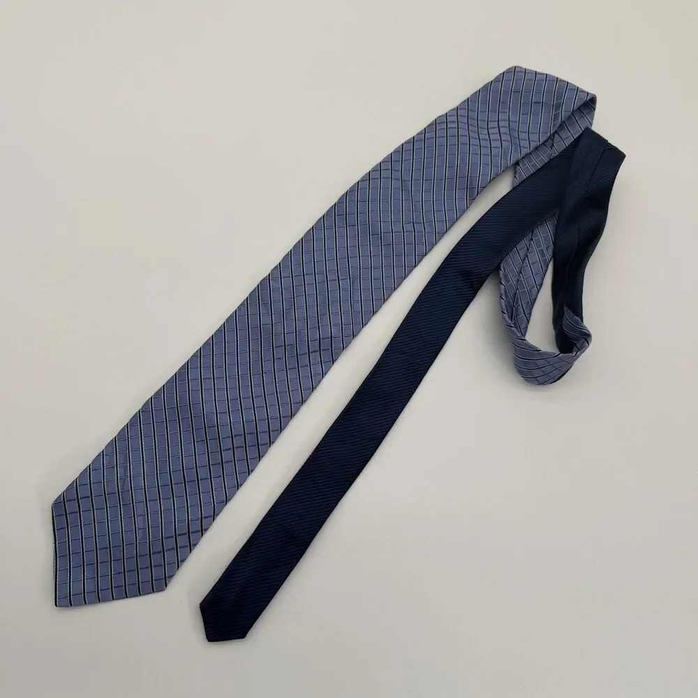Tommy Hilfiger Tie Mens One Size w2 shades Blue Geometric 100% Silk Satin Design